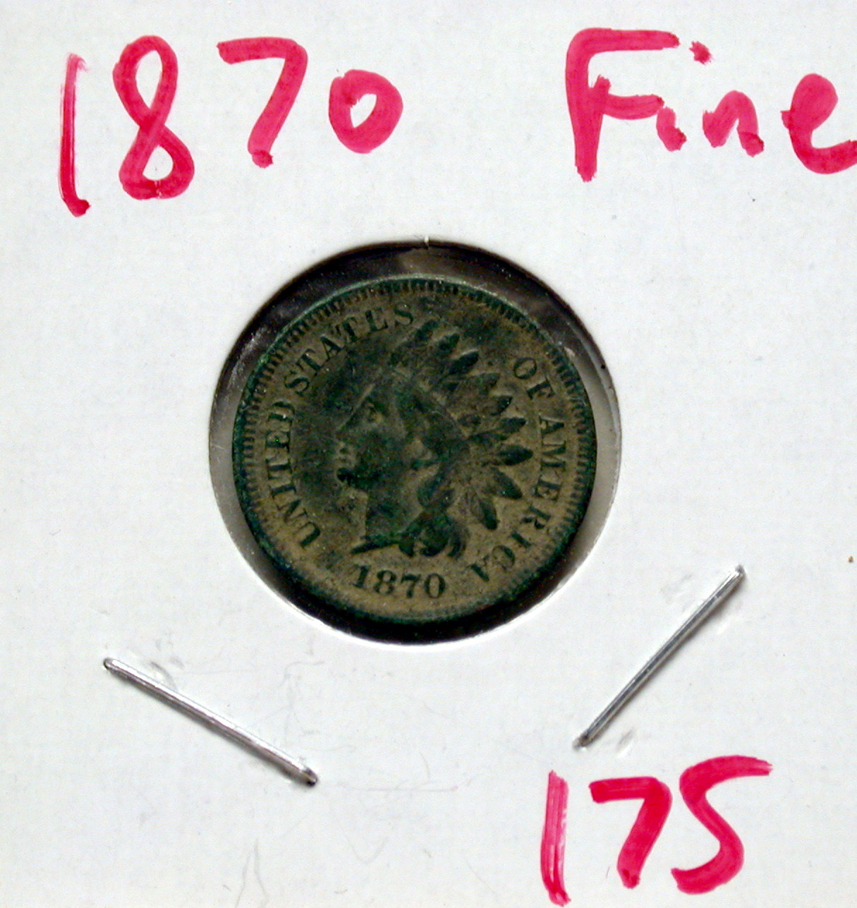 1870 Indian Head Cent in Fine - Click Image to Close